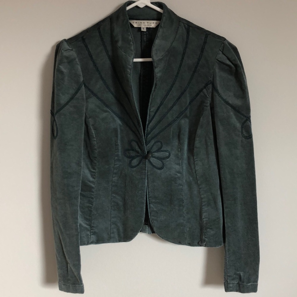 Slate blue jacket from Trina Turk